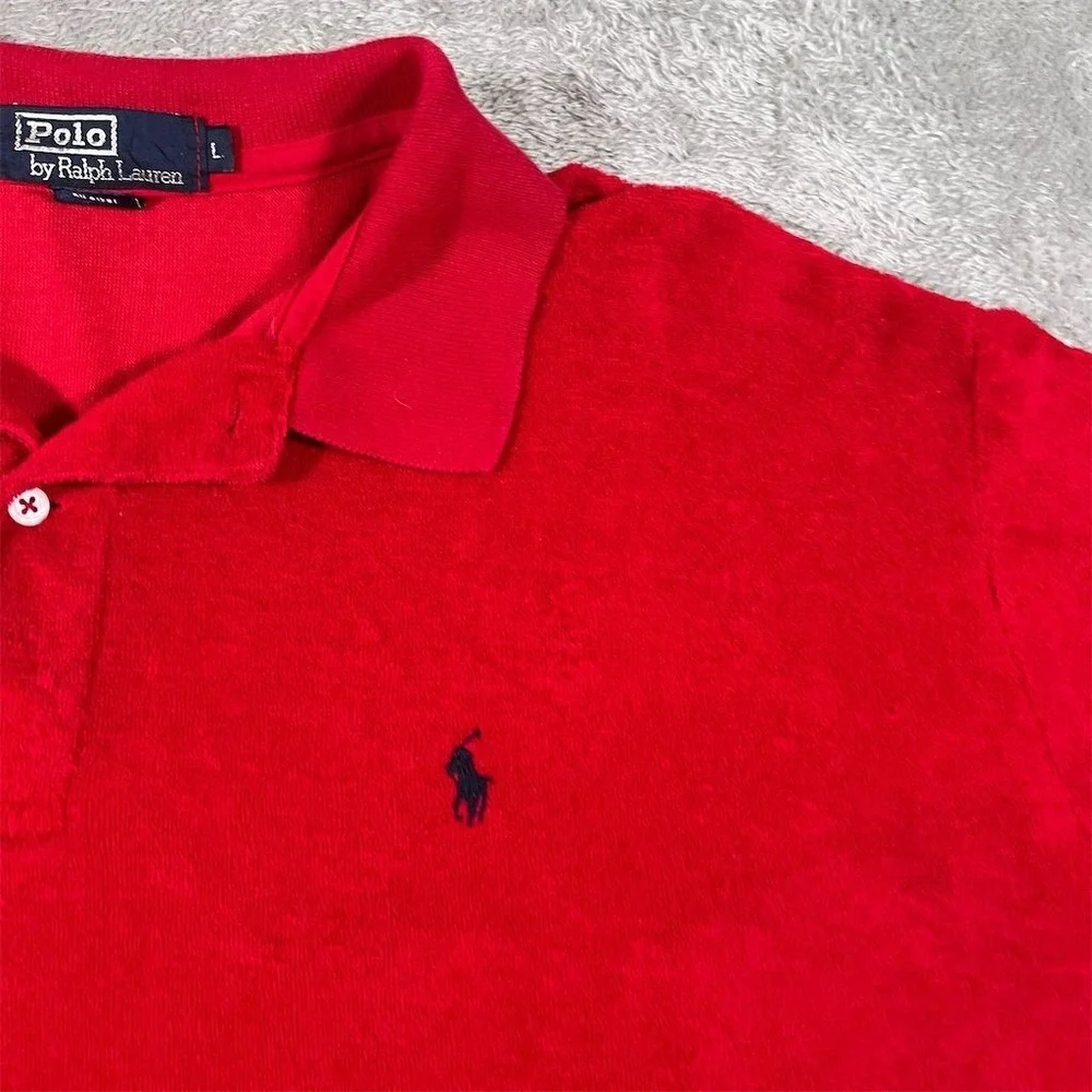 Polo Ralph Lauren Polo Terry Shirt Men's Red Size Large Short Sleeve‎ Casual USA